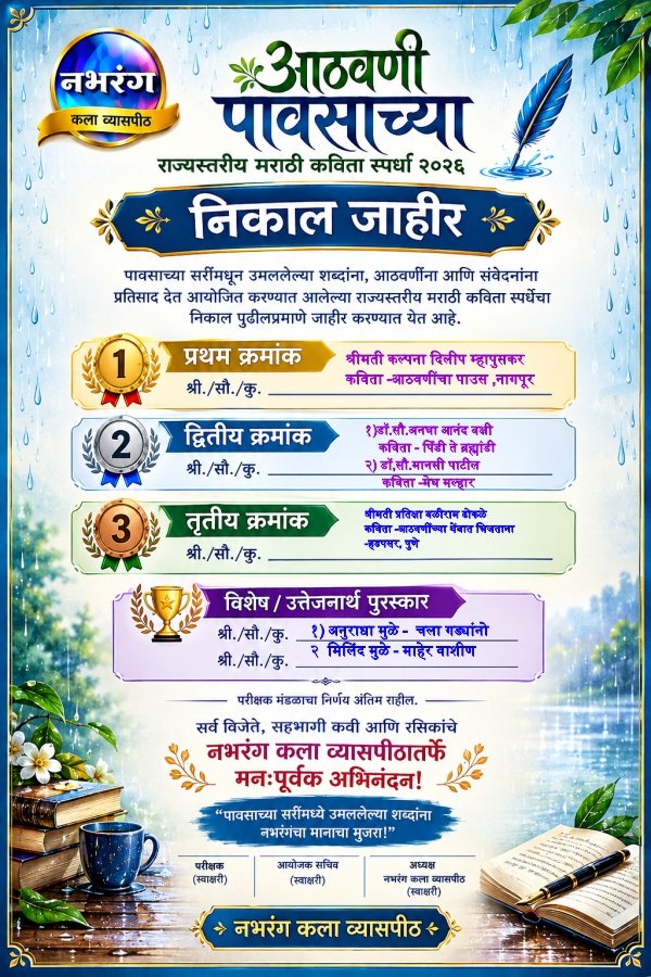 कविता स्पर्धा निकाल